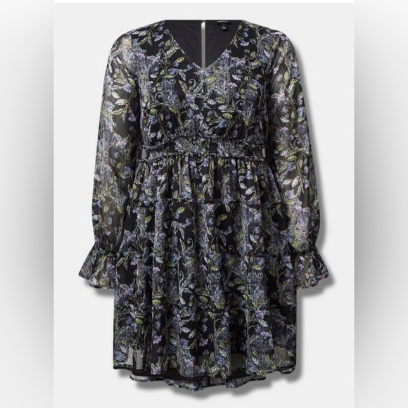 Torrid Mini Lurex Chiffon Tiered Dress - Picture 5 of 5